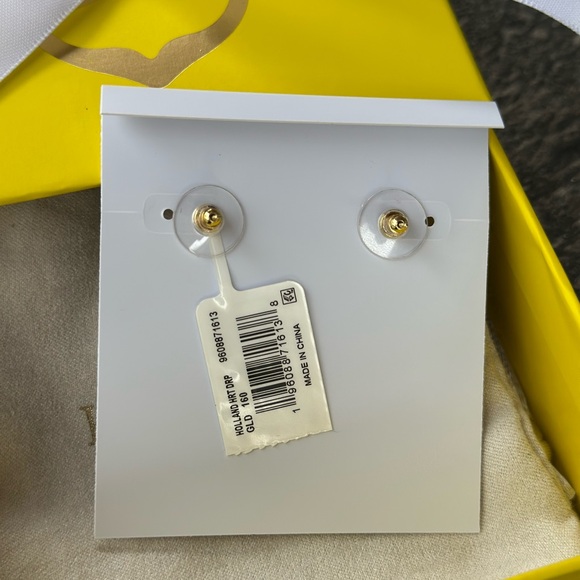 BRAND NEW Kendra Scott Holland Gold Heart Drop Earrings in White CZ - Picture 4 of 4